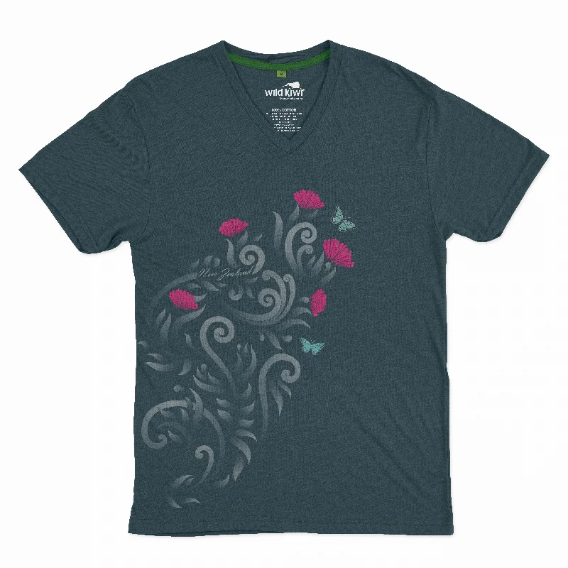 Womens New Zealand T Shirt - Pohutukawa Trendy Summer Short Sleeve