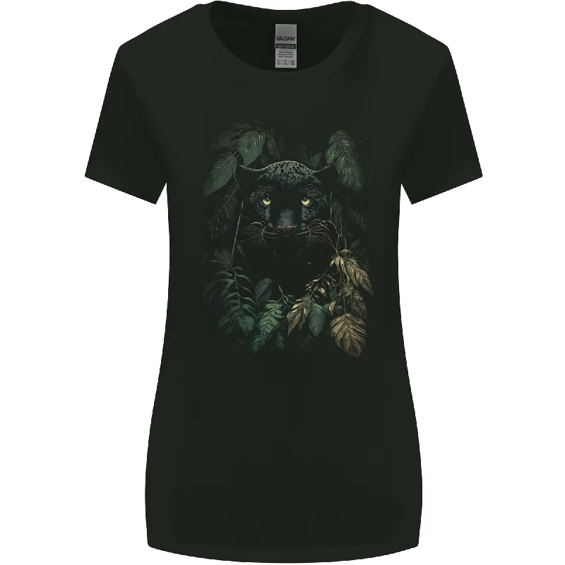 A Black Jaguar Wild Cat Womens Wider Cut T-Shirt Knit Fabric Woven Fabric Fleece Fabric A Black Jaguar Wild Cat Womens Wider Cut T-Shirt Knit Fabric Woven Fabric Fleece Fabric