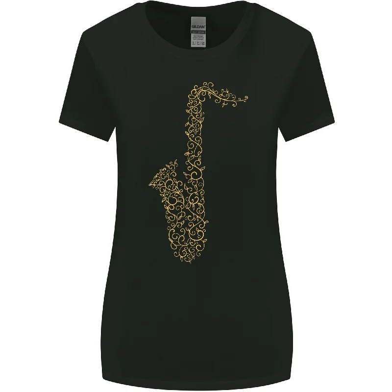 A Saxophone Musical Instruments Brass Band Womens Wider Cut T-Shirt Thin T-Shirt Open Front Quick Dry