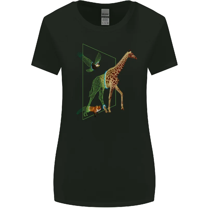 A SCI-FI Giraffe Eagle & Fox Womens Wider Cut T-Shirt Seamless Knitted Crochet