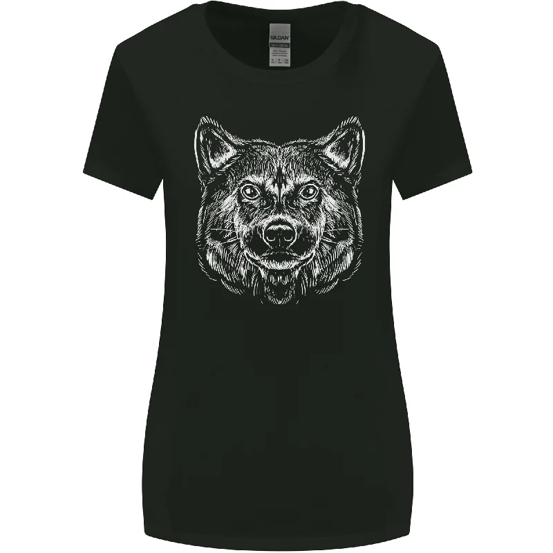 A Shiba Dog Drawing Womens Wider Cut T-Shirt Terry Blend Velvet Blend Canvas Blend