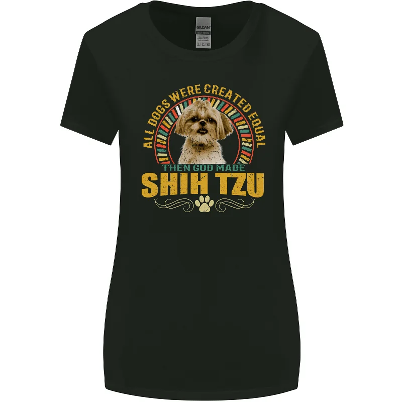 A Shih Tzu Dog Womens Wider Cut T-Shirt Graphic Embroidered Appliqued