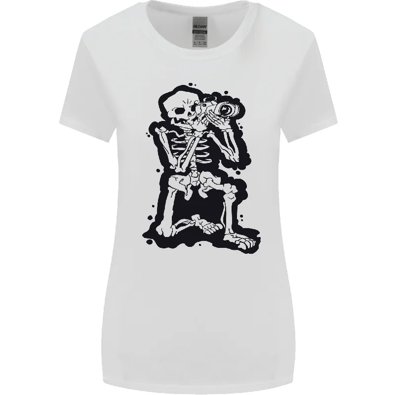 A Skeleton Photographer Photography Womens Wider Cut T-Shirt Jersey Fabric Tulle Fabric Batik Fabric