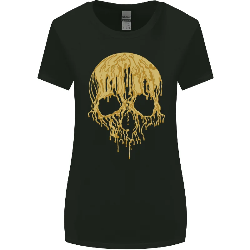 A Skull Dripping in Gold Womens Wider Cut T-Shirt Layered Multi-layer Single Layer