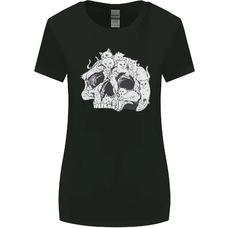 A Skull Made of Cats Womens Wider Cut T-Shirt Satin Blend Silk Blend Wool Blend