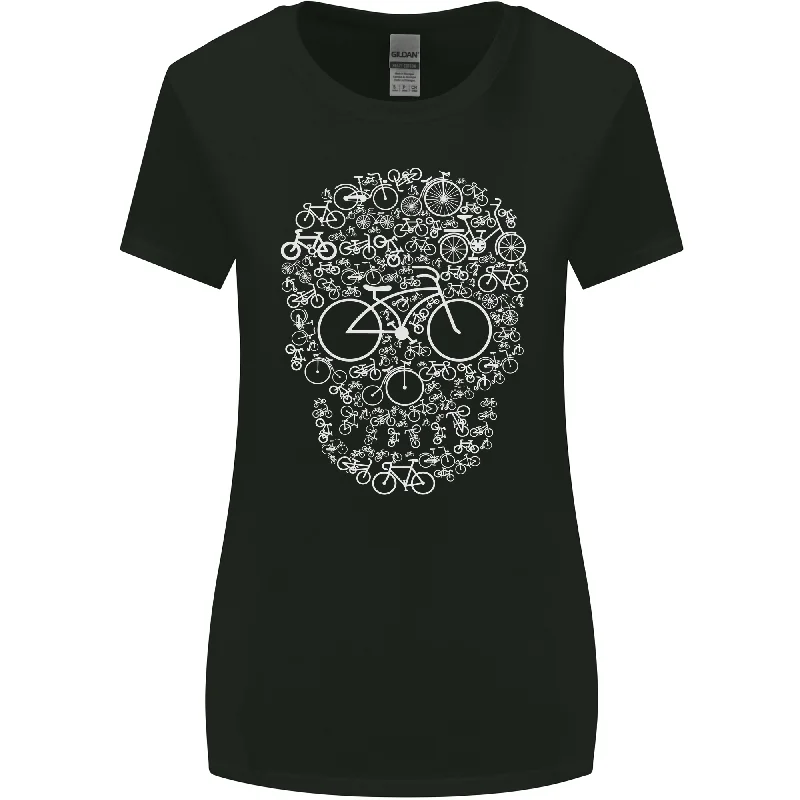 A Skull Made with Bicycles Cyclist Cycling Womens Wider Cut T-Shirt Seamless Knitted Crochet