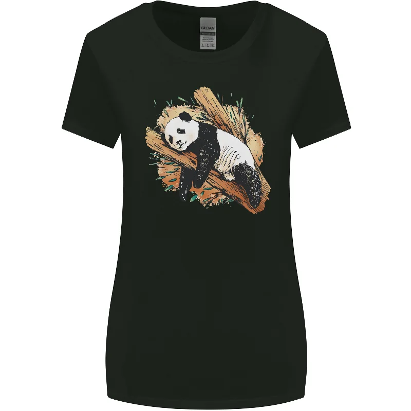 A Sleeping Panda Bear Ecology Animals Womens Wider Cut T-Shirt Sequined Glittery Shiny