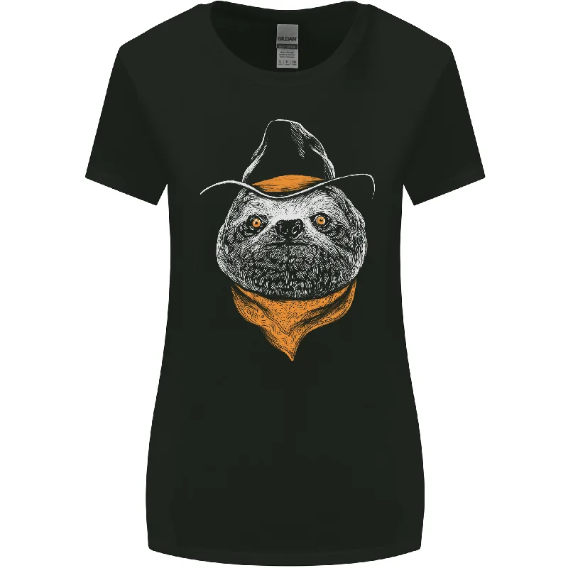 A Sloth Cowboy Womens Wider Cut T-Shirt Mesh Blend Leather Blend Suede Blend