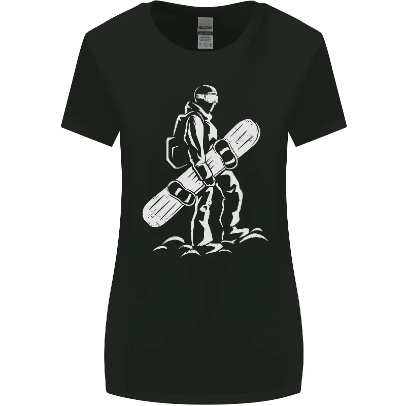 A Snowboarder Snowboarding Womens Wider Cut T-Shirt Welt Pockets Slit Pockets