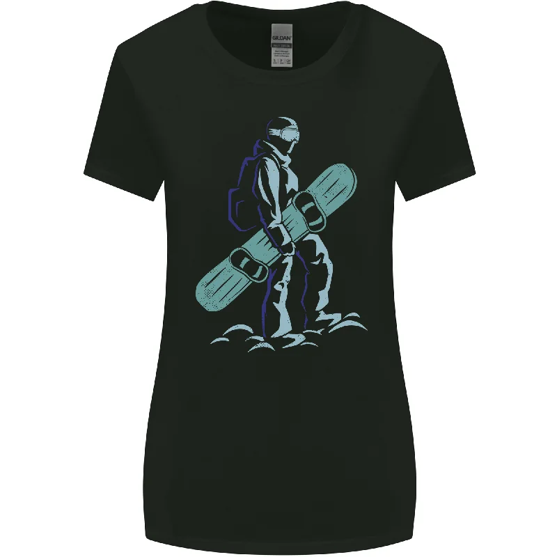 A Snowboarding Figure Snowboarder Womens Wider Cut T-Shirt Collared T-Shirt Boat Neck A-Line