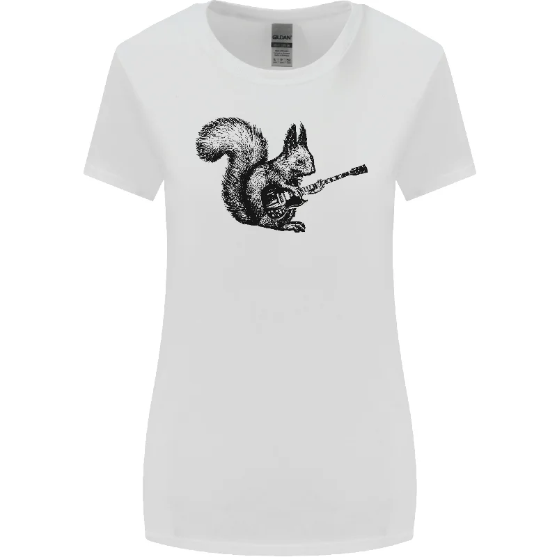 A Squirrel Playing the Guitar Womens Wider Cut T-Shirt Houndstooth Herringbone Solid