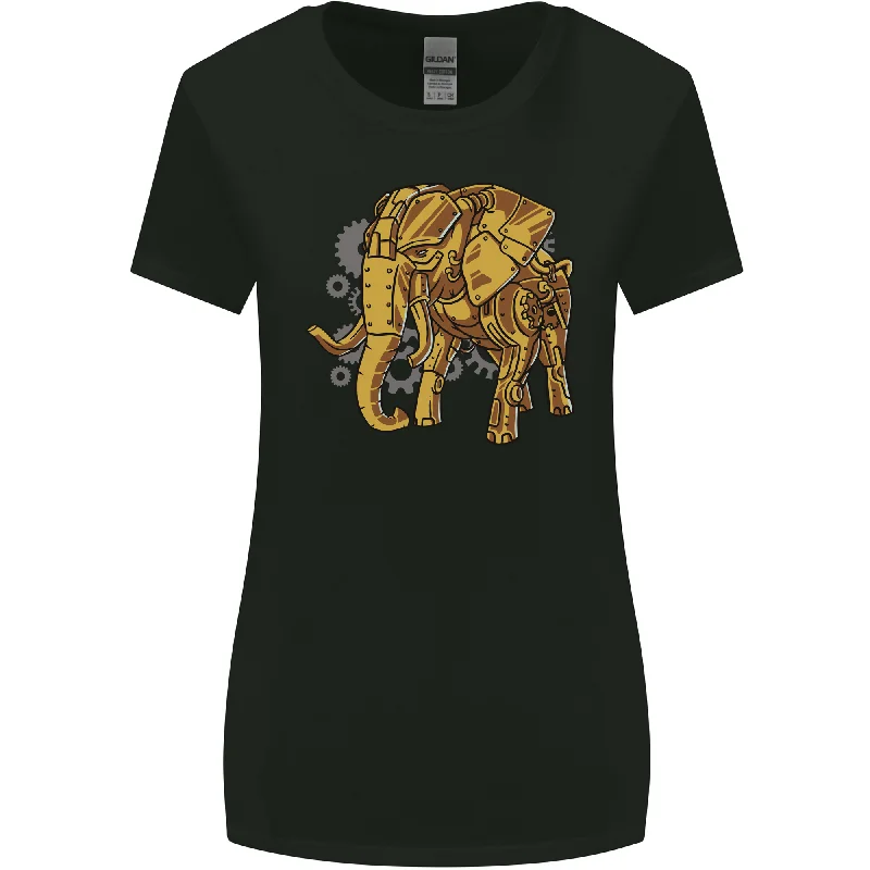 A Steampunk Elephant Womens Wider Cut T-Shirt Hooded Caped Shawl Collar