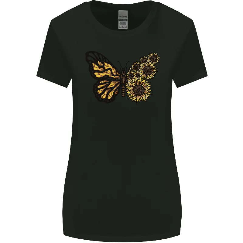 A Sunflower Butterfly Womens Wider Cut T-Shirt Modern Contemporary Chic