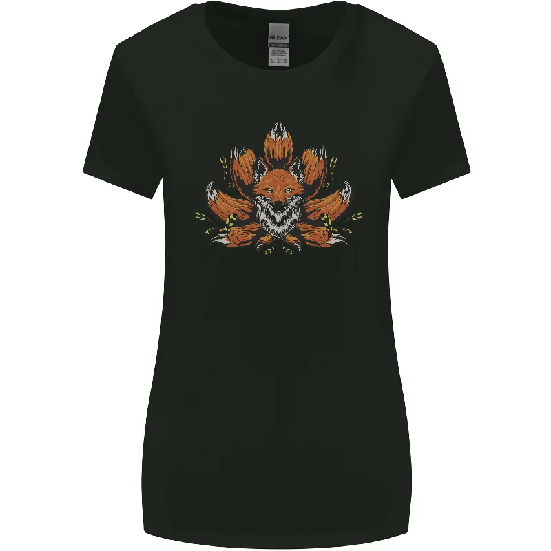 A Trippy Fox With Seven Tails Womens Wider Cut T-Shirt Front Pockets Side Pockets Patch Pockets