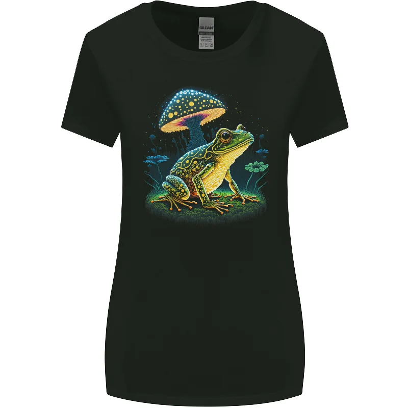 A Trippy Frog Magic Mushrooms LSD Womens Wider Cut T-Shirt Wool Fabric Cashmere Fabric Tweed Fabric