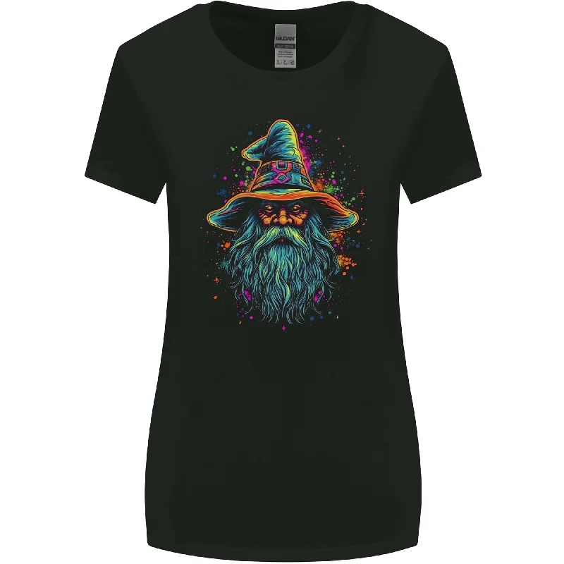 A Trippy Old Fantasy Wizard Womens Wider Cut T-Shirt Terry Blend Velvet Blend Canvas Blend