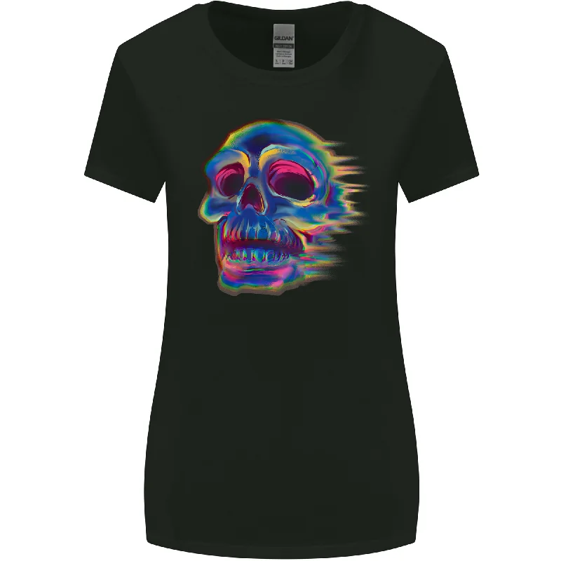 A Trippy Skull Womens Wider Cut T-Shirt Striped Floral Plaid