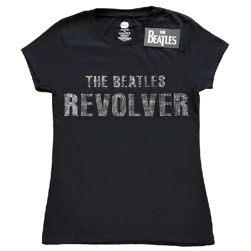 The Beatles Ladies T-Shirt: Revolver (Diamante) Nylon Fabric Polyester Fabric Spandex Fabric