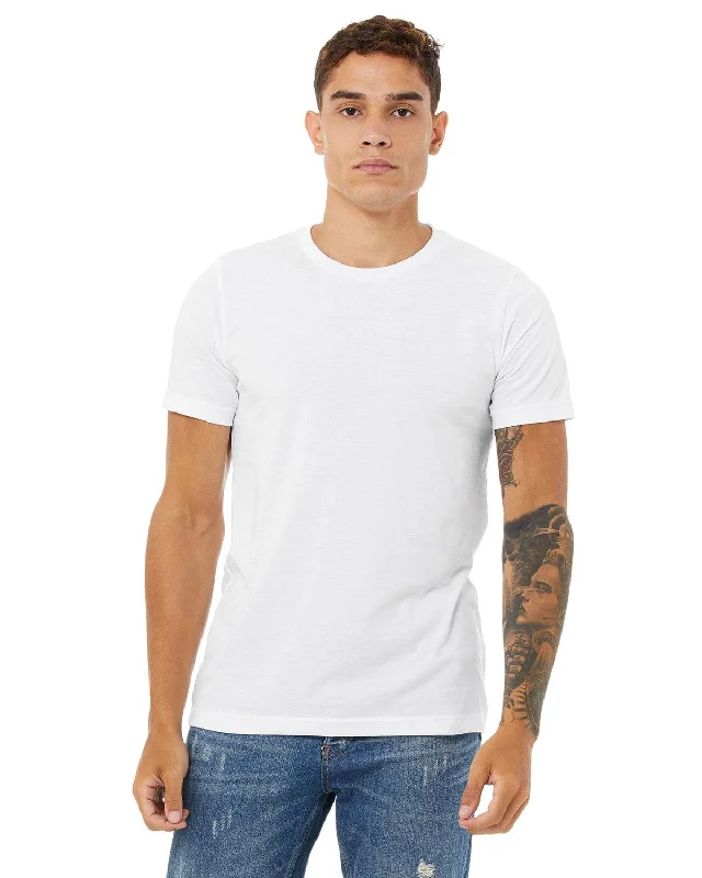 Bella+Canvas Unisex Heather CVC T-Shirt | Solid Wht Blend Print Jacquard Patchwork