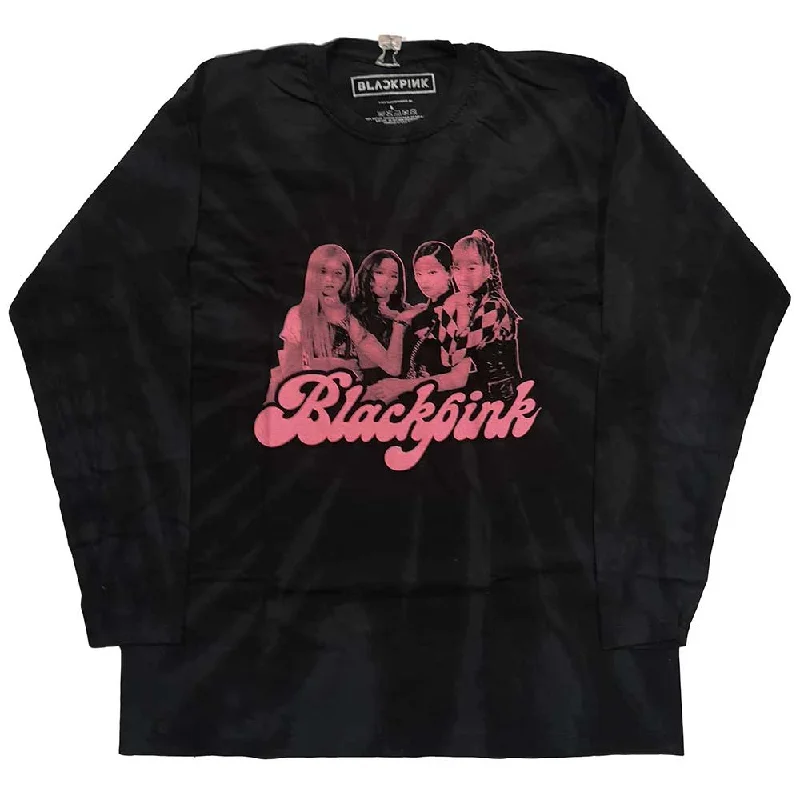 BlackPink Unisex Long Sleeved T-Shirt: Photo (Dip-Dye) Houndstooth Herringbone Solid