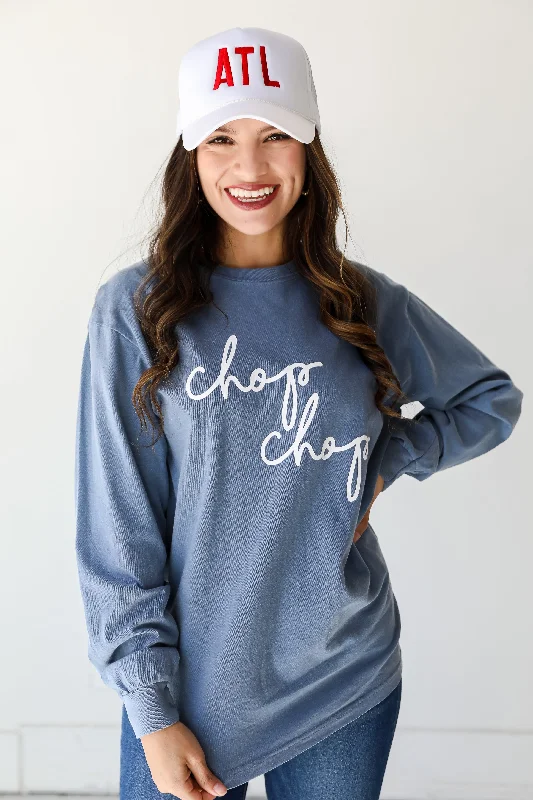 Chop Chop Long Sleeve Tee Spandex Blend Rayon Blend Denim Blend