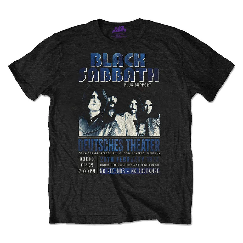 Black Sabbath Unisex Eco-T-Shirt: Deutsches '73 Chenille Blend Fleece Blend Nylon Blend