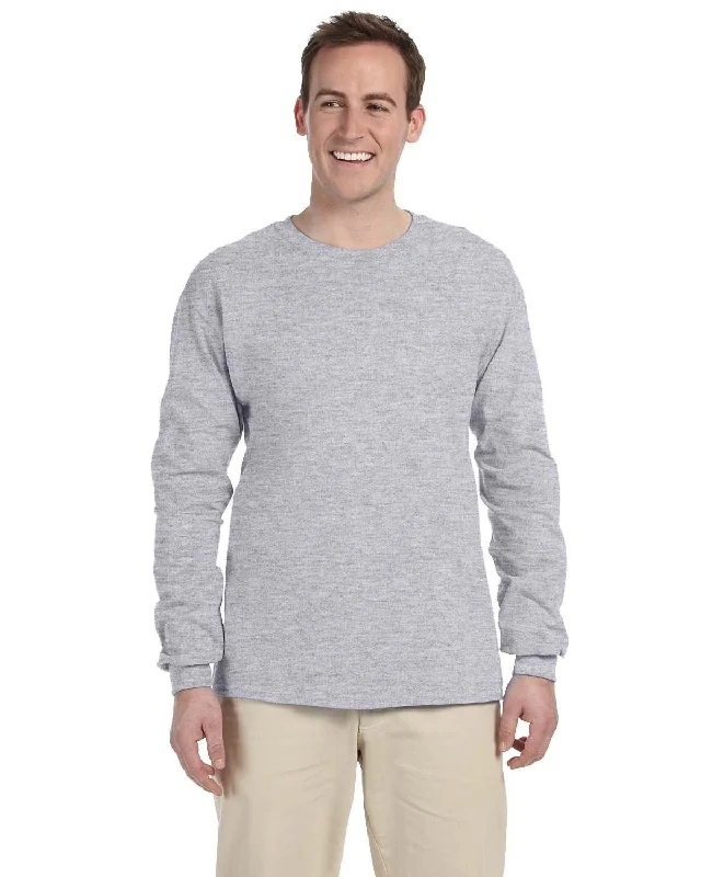 Fruit of the Loom Lightweight Long Sleeve T-Shirt | Athletic Heather Asymmetrical Pockets Print Fruit of the Loom Lightweight Long Sleeve T-Shirt | Athletic Heather Asymmetrical Pockets Print