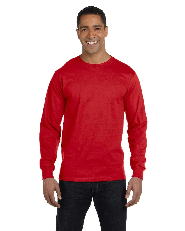 Gildan 50/50 Long Sleeve T-Shirt | Red Fashionable Trendy Casual