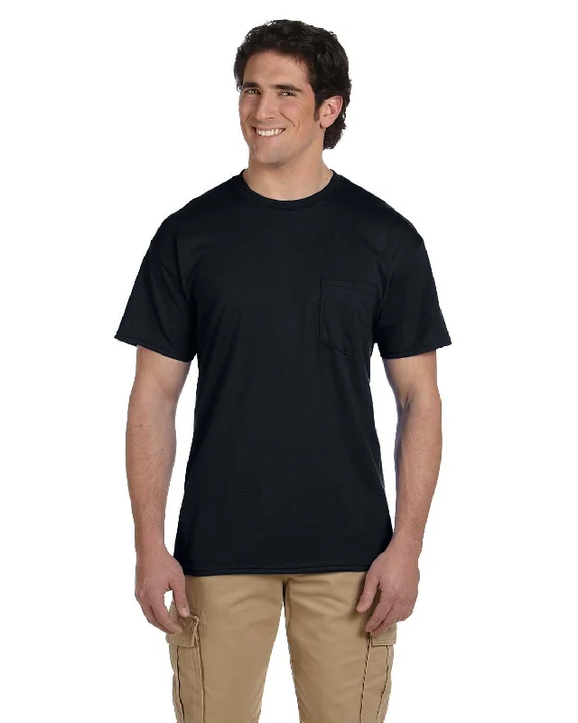 Gildan DryBlend 50/50 Pocket T-Shirt | Black Embroidered Appliqued Beaded