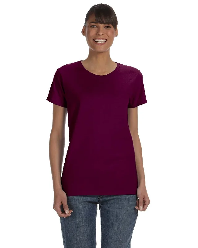 Gildan Ladies Lightweight 100% Cotton T-Shirt | Maroon Lace Blend Ribbed Blend Corduroy Blend