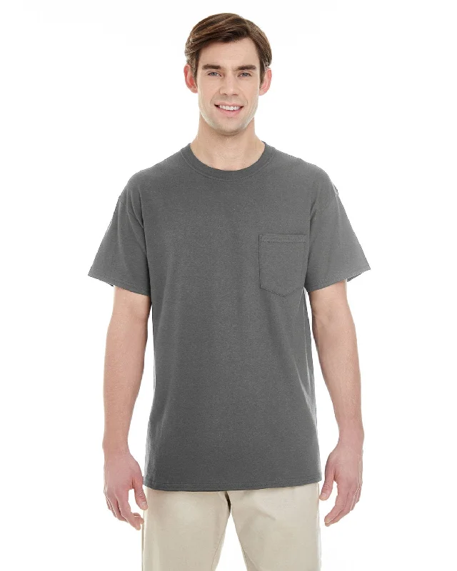 Gildan Pocket T-Shirt | Charcoal Satin Blend Silk Blend Wool Blend