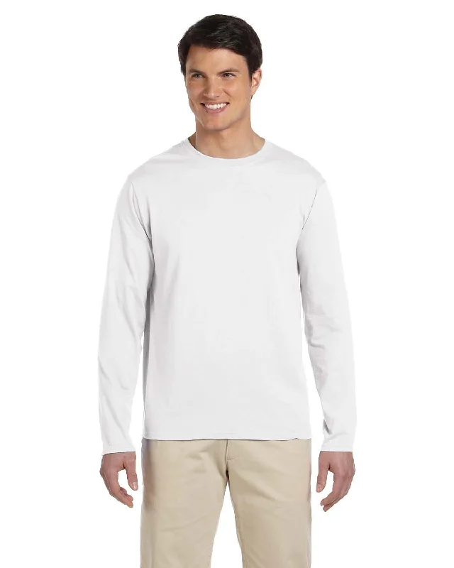 Gildan SoftStyle Long Sleeve T-Shirt | White Seamless Knitted Crochet