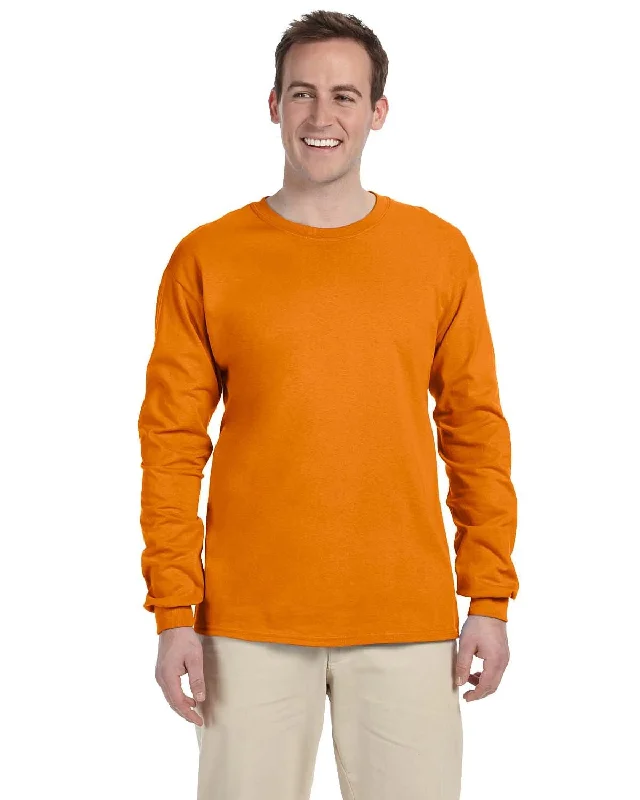 Gildan Ultra Cotton Heavyweight Long Sleeve T-Shirt | S Orange Plaid T-Shirt Polka Dot Checkered