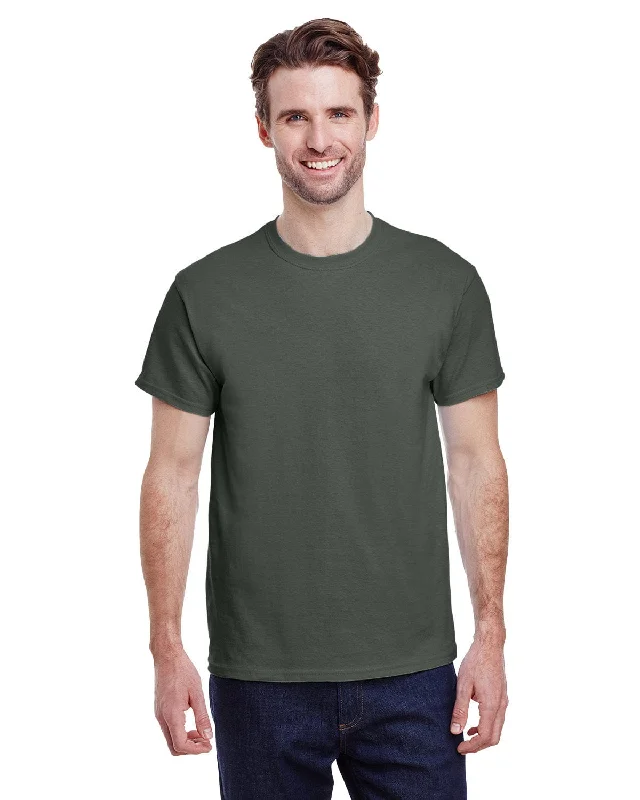 Gildan Ultra Cotton Heavyweight T-Shirt | Military Green Anti-Shrink Durable Soft