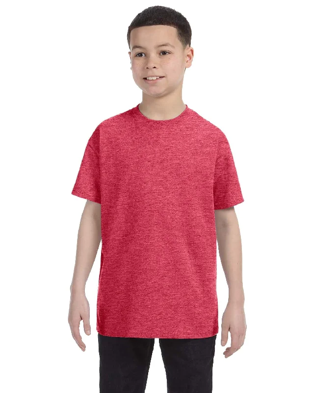 Gildan Youth Lightweight 100% Cotton T-Shirt | Heather Red Graphic T-Shirt Round Neck Polyester