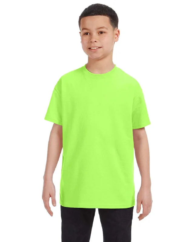 Gildan Youth Lightweight 100% Cotton T-Shirt | Neon Green Mesh Blend Leather Blend Suede Blend