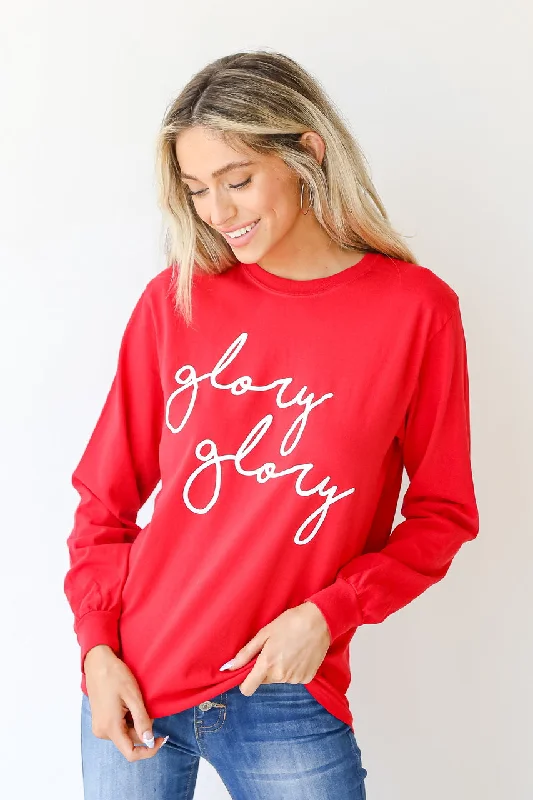 Glory Glory Long Sleeve Tee Collared T-Shirt Boat Neck A-Line