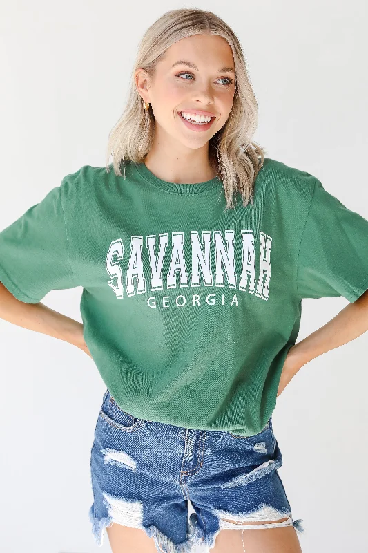 Green Savannah Georgia Tee Oversized T-Shirt Spandex breathable