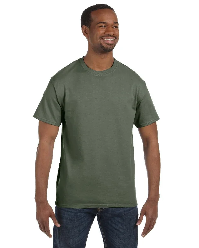 Hanes Authentic-T T-shirt | Fatigue Green Knit Fabric Woven Fabric Fleece Fabric