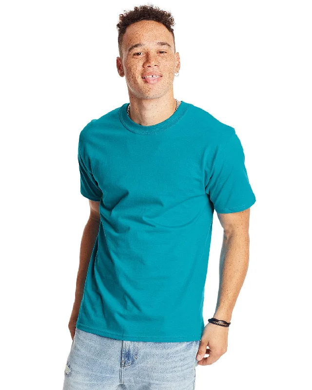 Hanes Beefy-T T-Shirt | Teal Nylon Fabric Polyester Fabric Spandex Fabric