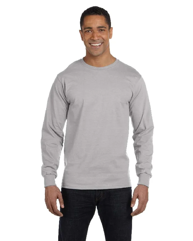 Hanes ComfortSoft Cotton Long Sleeve T-Shirt | Light Steel Rayon Velvet Corduroy