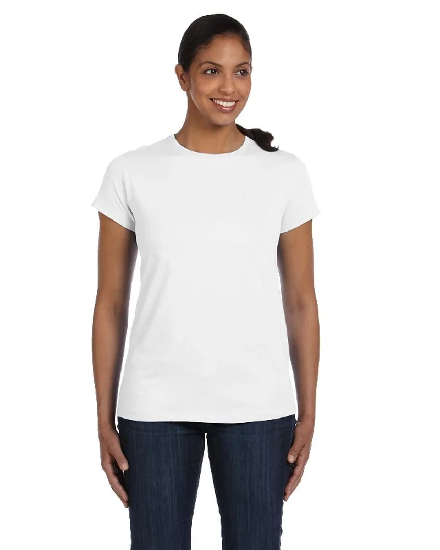 Hanes Ladies ComfortSoft Cotton T-Shirt | White Rayon Velvet Corduroy