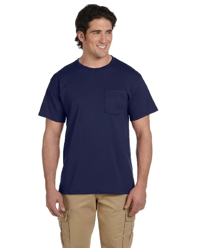 Jerzees 50/50 Pocket T-Shirt | J Navy Fitted T-Shirt Seamless Stretchy