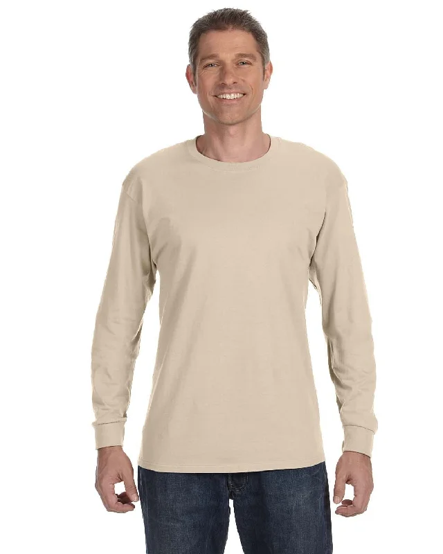 Jerzees DRI-POWER ACTIVE Long Sleeve T-Shirt | Sandstone Hooded Caped Shawl Collar