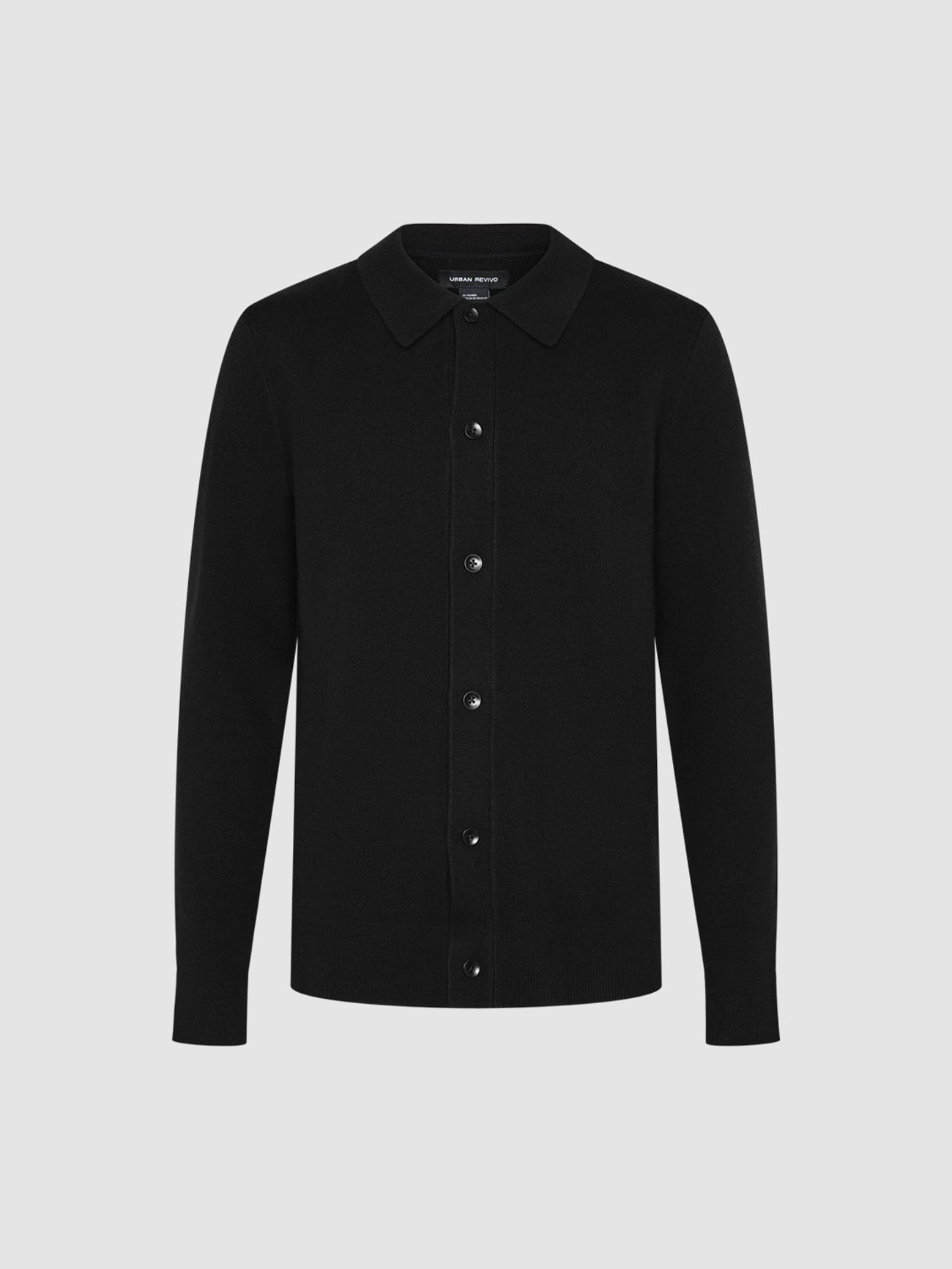Knitted Button Up T-Shirts Ribbed T-Shirt High Neck Heavyweight