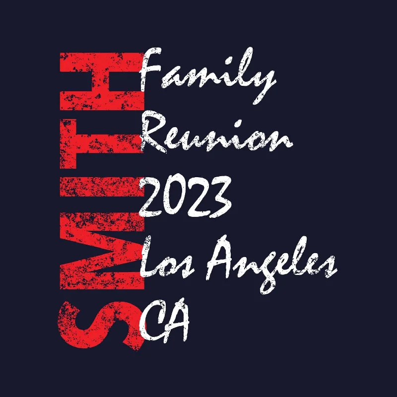 Name Family Reunion T-Shirt Design R2-27 Denim Fabric Leather Fabric Suede Fabric