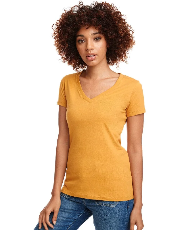 Next Level Ladies Ideal V-Neck Tee | Antique Gold Fleece Nylon Spandex