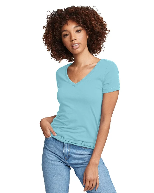 Next Level Ladies Ideal V-Neck Tee | Tahiti Blue Mesh Fabric Canvas Fabric Denim Fabric