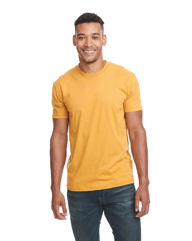 Next Level Unisex Short Sleeve T-Shirt | Antique Gold Ribbed T-Shirt High Neck Heavyweight