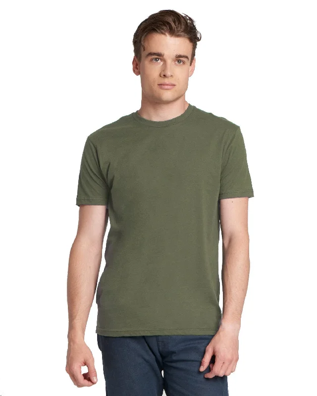 Next Level Unisex Short Sleeve T-Shirt | Military Green Notch Collar Peter Pan Collar Cowl Neck